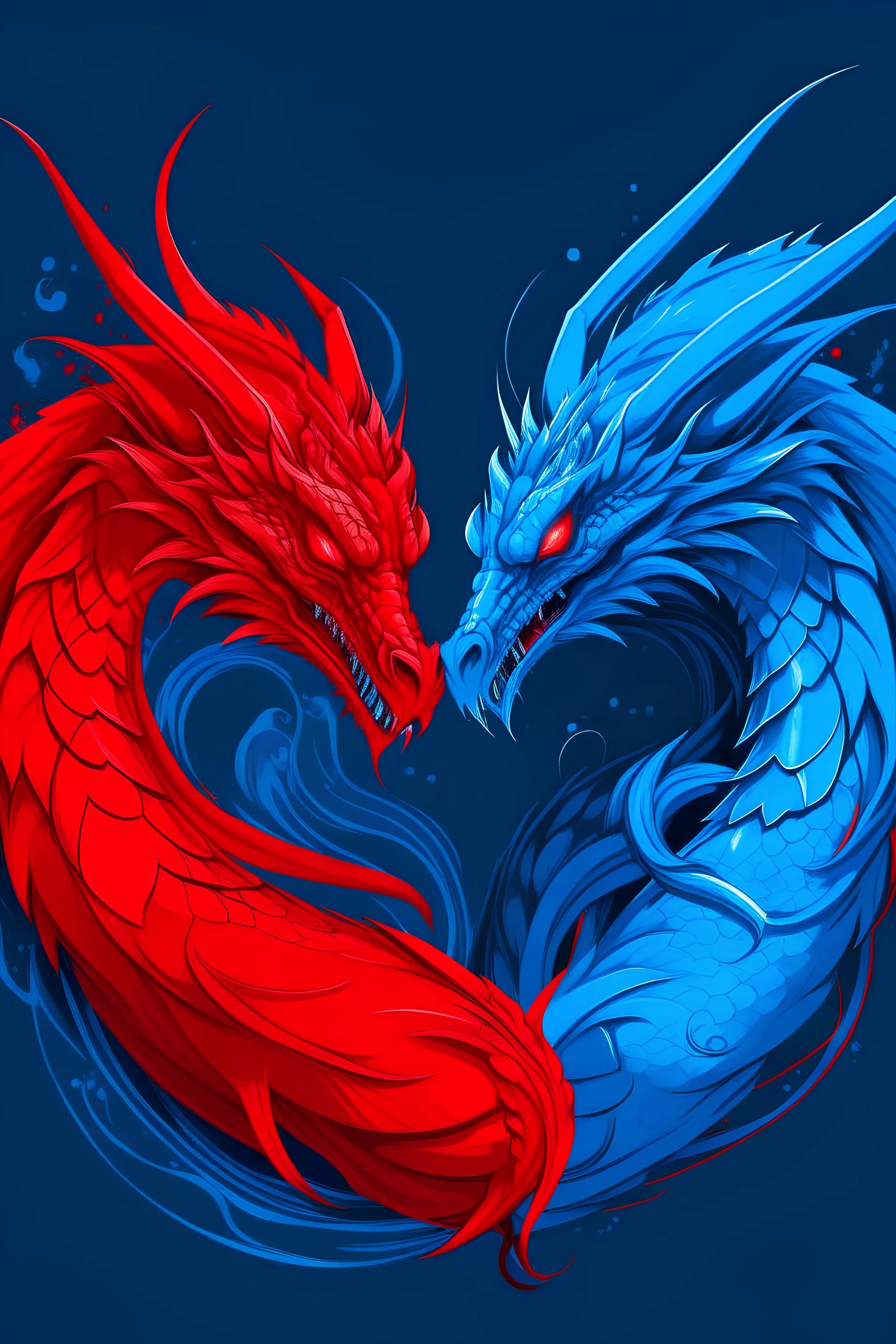 dragon azul y rojo