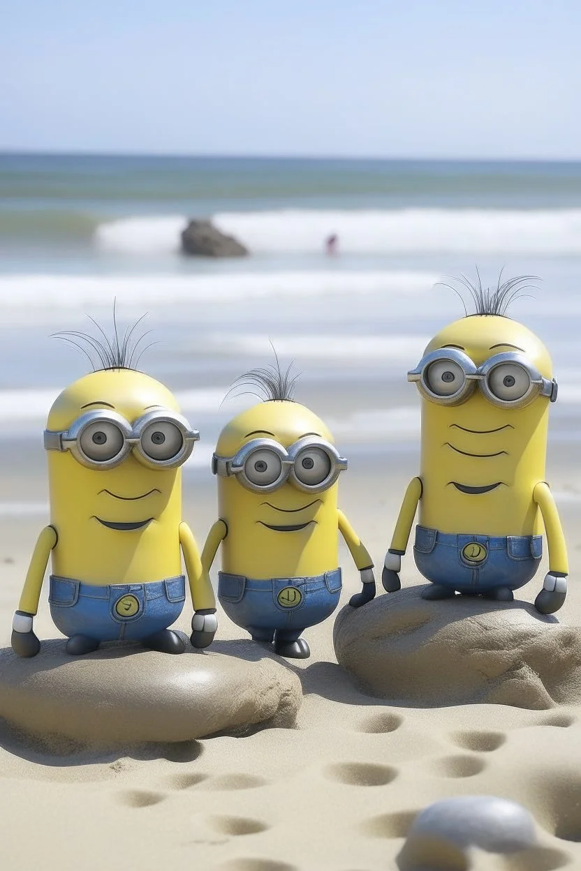 minions in a beach