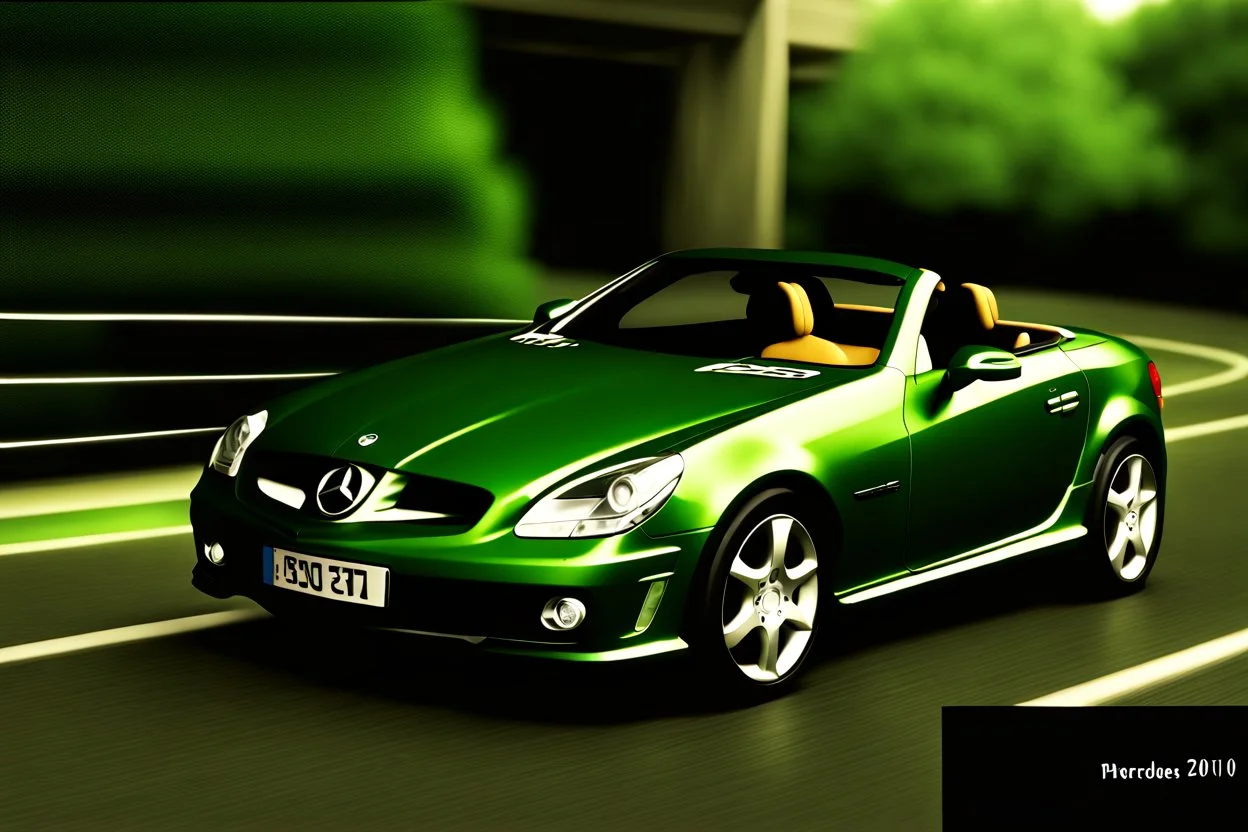 Fotorealistisch 2010er Mercedes Benz SLK R131 currygrün lackiert brandneu