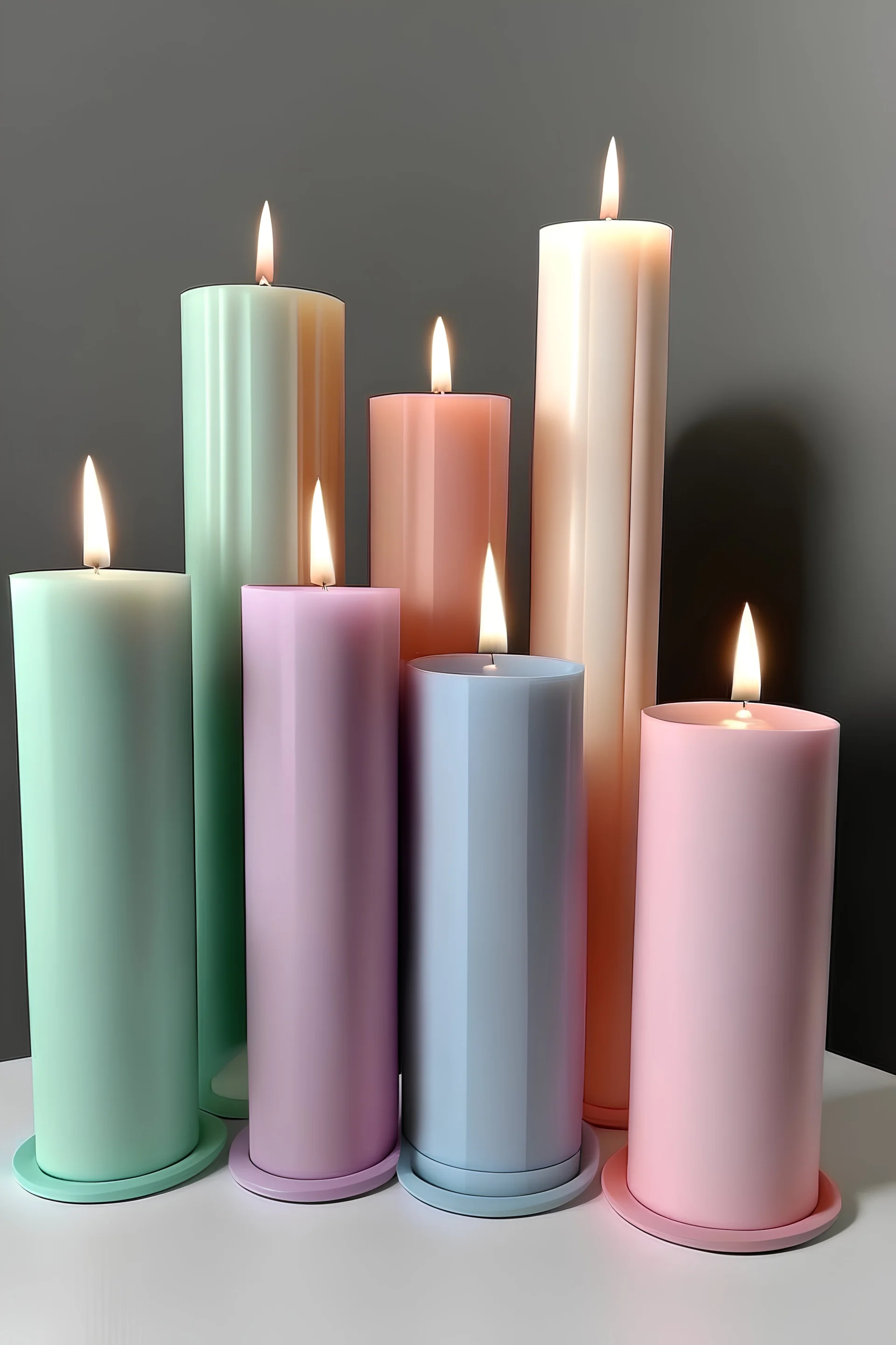 Oversized pastel big candles set