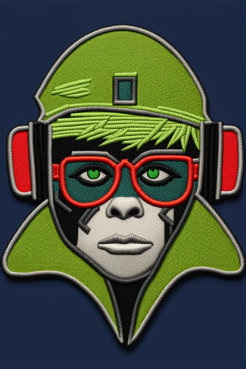 Embroidered citizen of cape verde version, cyberpunk, Green face stylize