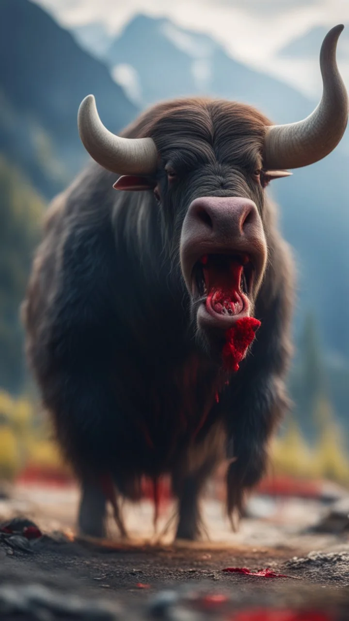 portrait of yodeling vampire in the Carpathian mountains sucking blood from a buffalo while kicking scared walrus,bokeh like f/0.8, tilt-shift lens 8k, high detail, smooth render, down-light, unreal engine, prize winning