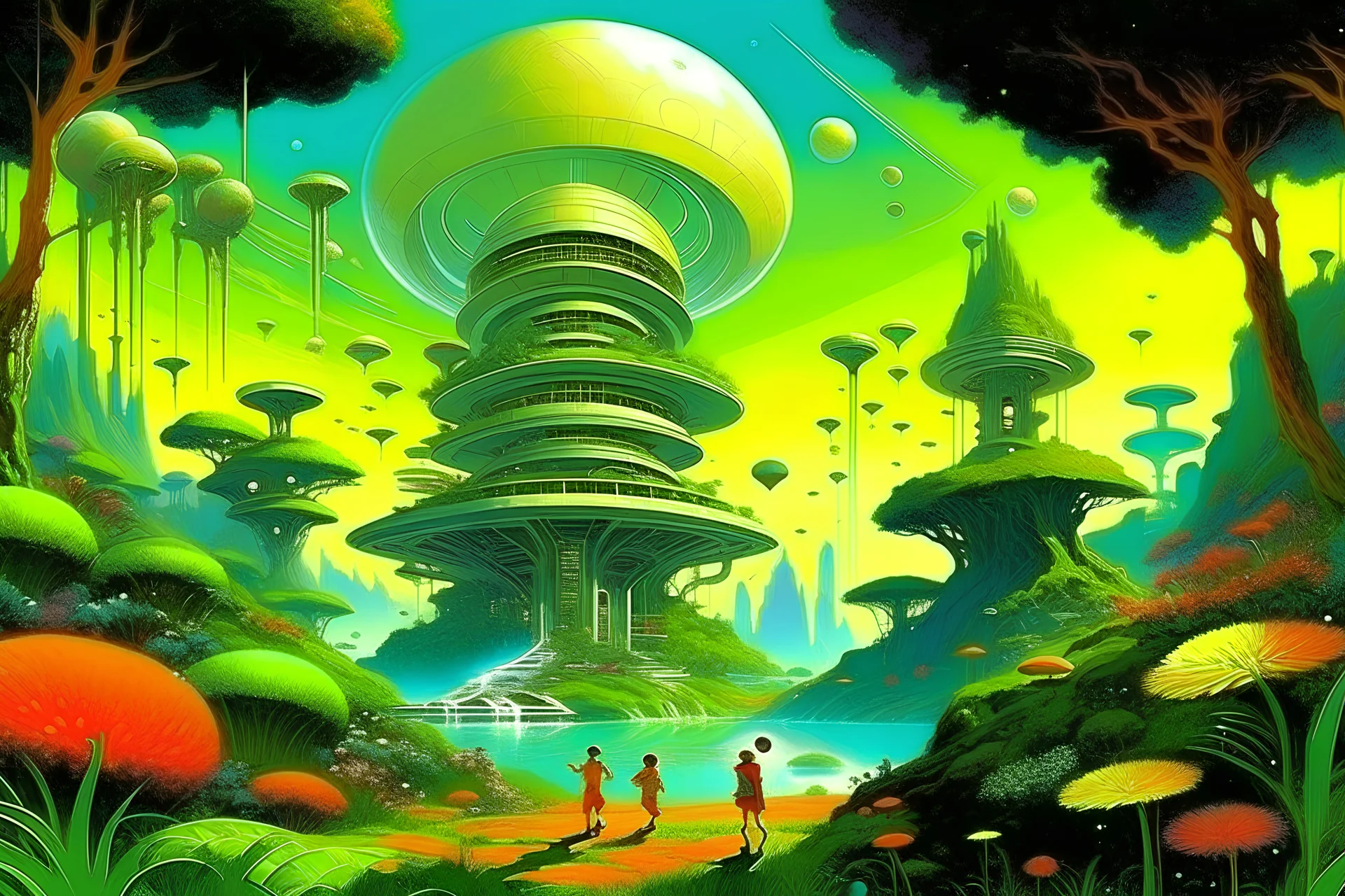 forgotten scifi illustrated periodical known for depictions of exotic hi tech unique utopic "gardens of eden" all over the universe.