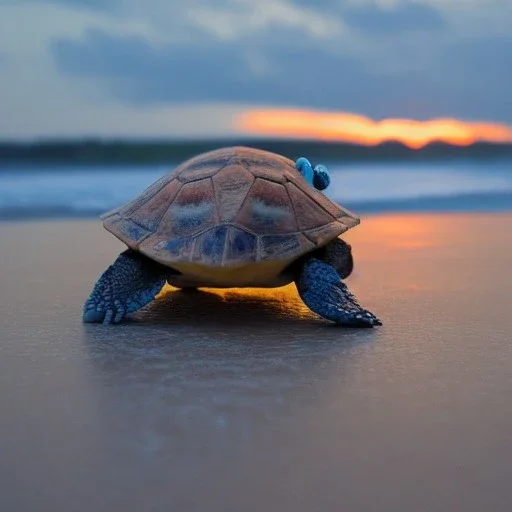 cute wind turtle and sunset