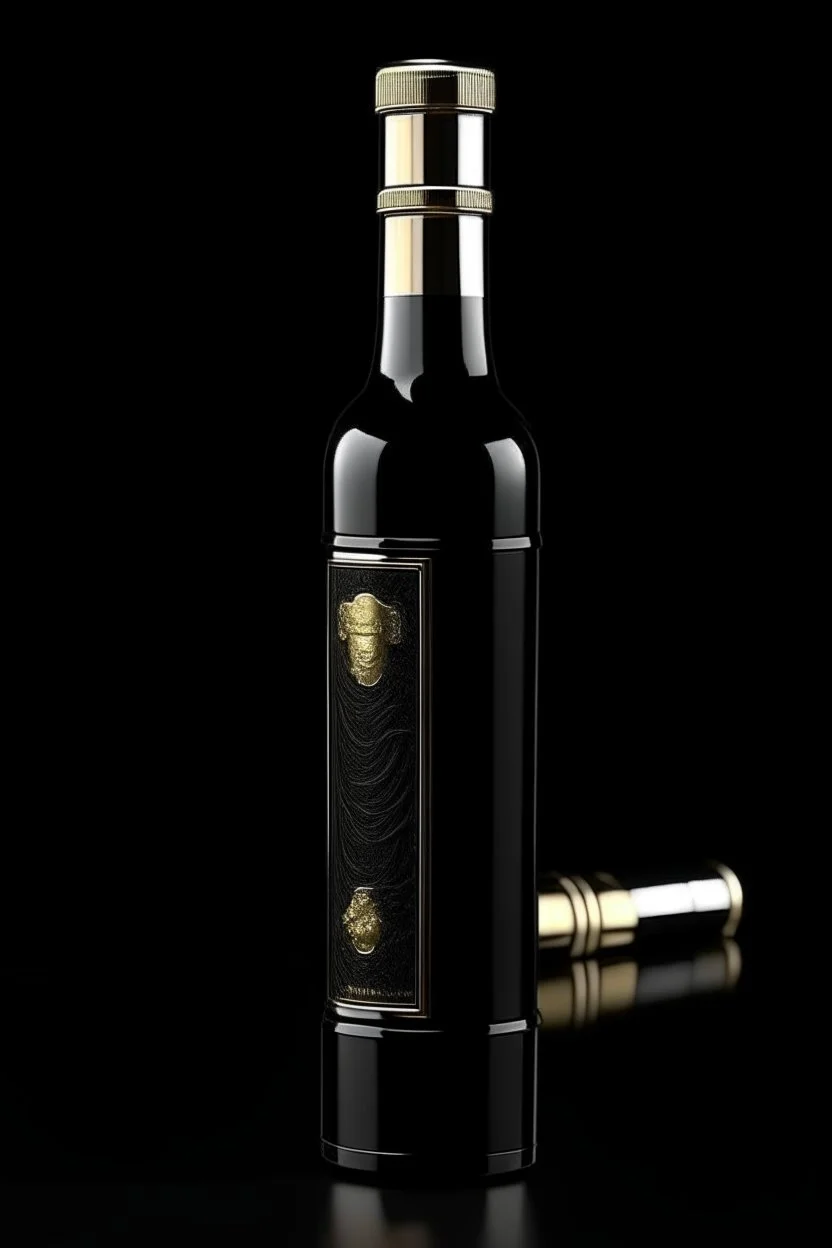 Black cigarette lighterLuxurious black wine bottle engraved with white gold