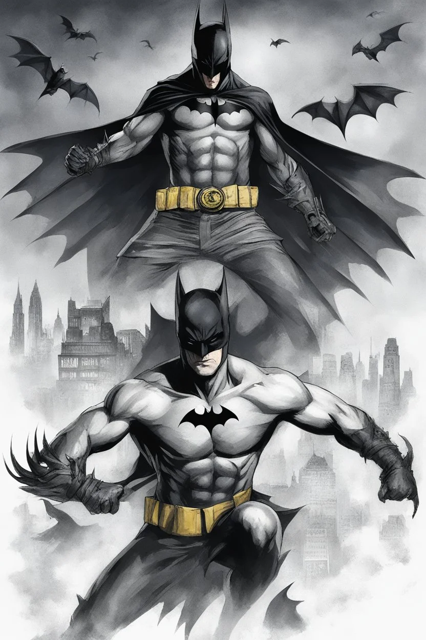 an extremely muscular version of the Ben Affleck's Batman and the Bruce Lee's Robin with the word (("BATMAN & ROBIN")) across the top