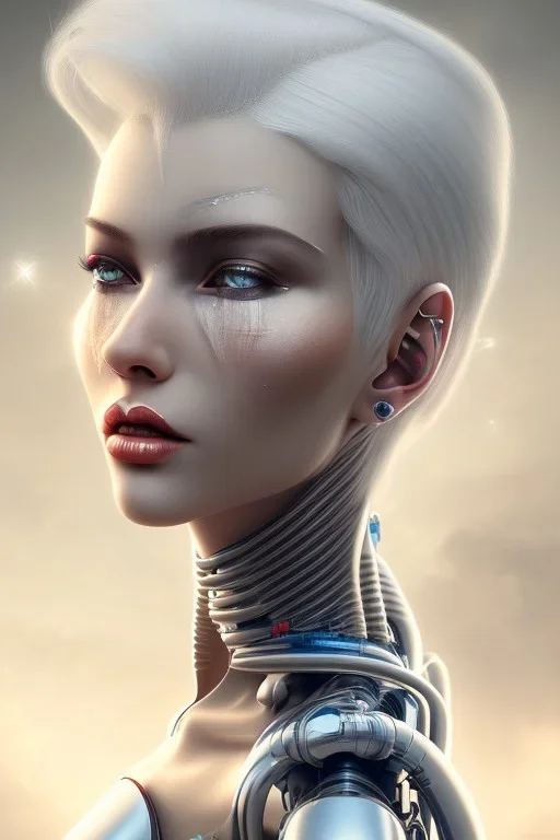 cyborg, white hair, sexy, perfekt, real, dream