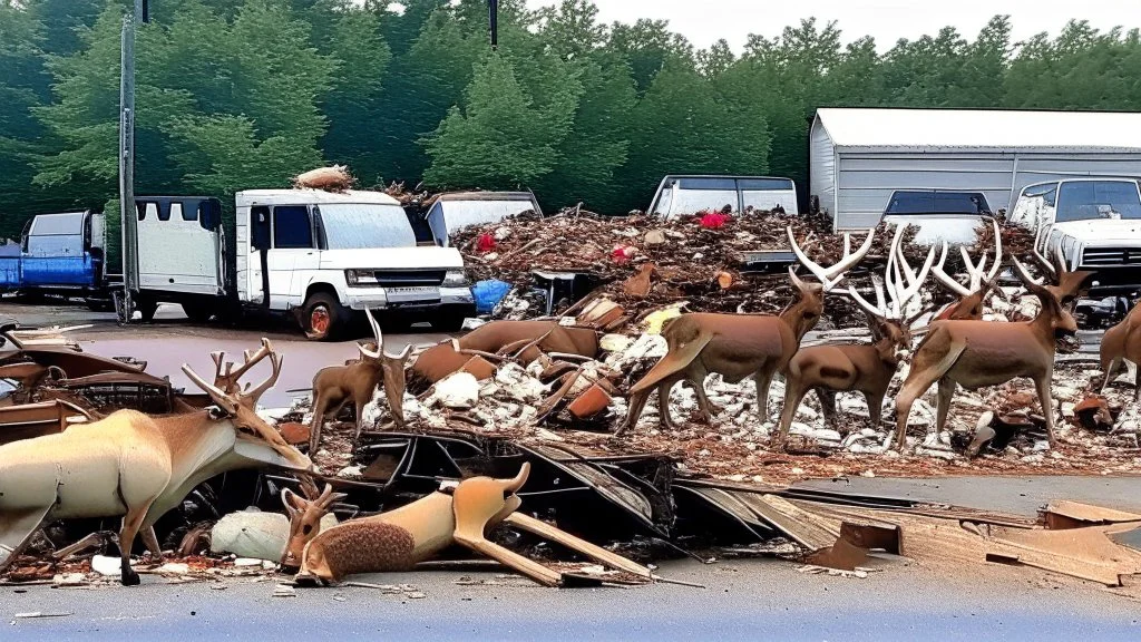 the deceased fawn's family deer raid moving truck company parking lot making a lot of destruction like criminals