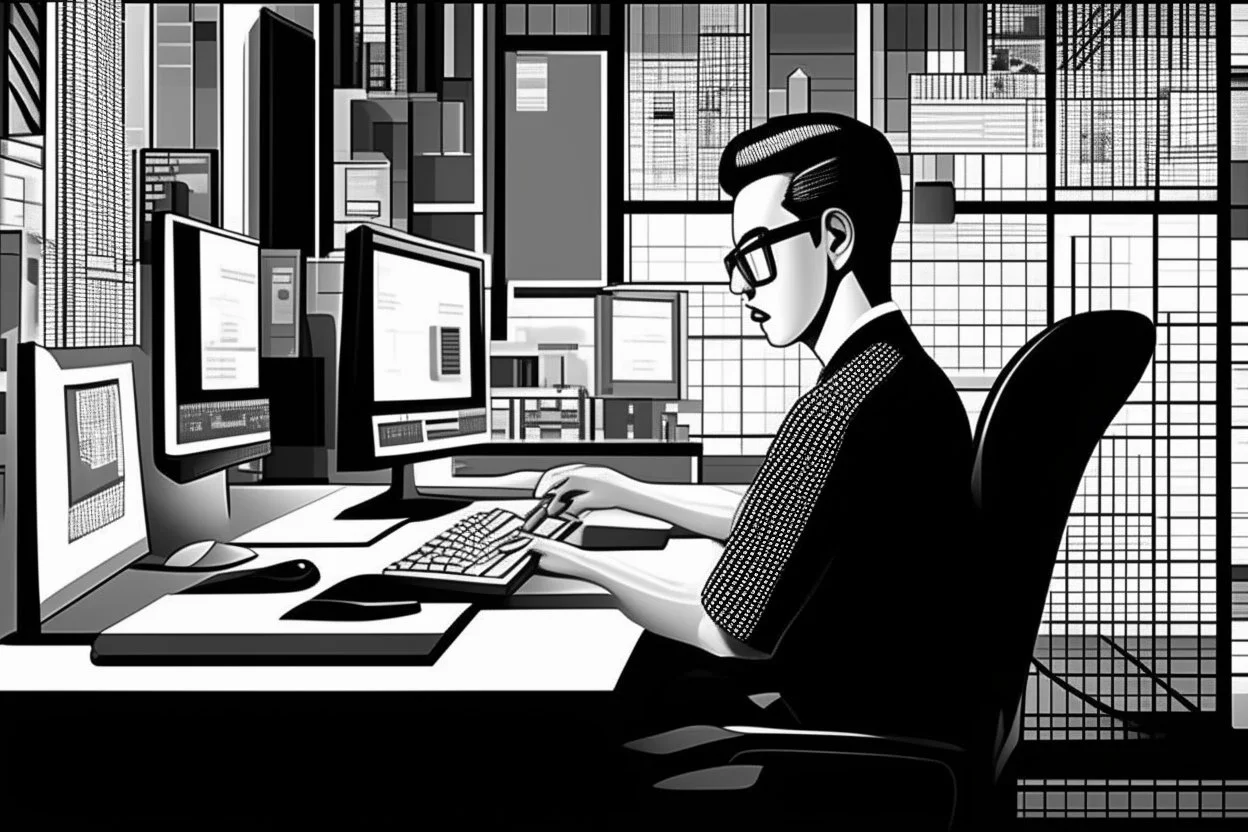 bauhaus illustration software developer working black and white poster cassandre