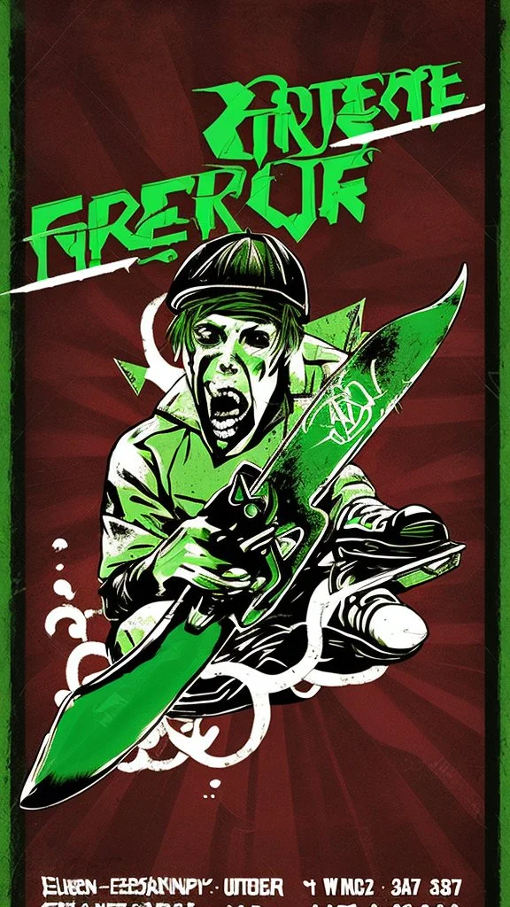 skAte old school hardcore punk green flyer