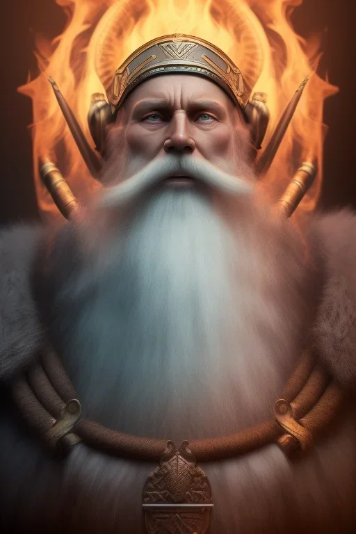 Fire theme art, Portrait of a viking by Michelangelo, 8K, close-up face