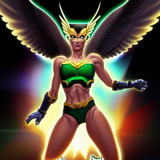 ultra detailed fullbody portrait of Hawkgirl, extremely detailed digital painting, intrincate, extremely detailed face,crystal clear Big Green eyes, in the style of Ohrai Noriyoshi and robert e howard and pablo oliveira and Ken Kelley and Keith Parkinson,mystical colors,perfectly centered image, perfect composition, rim light, beautiful lighting,8k, stunning scene, raytracing