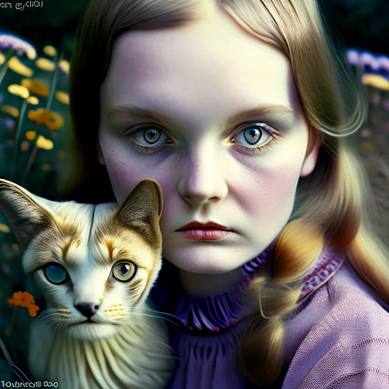 With a cat, close up