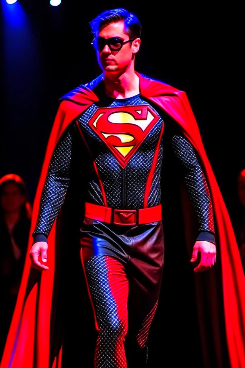 Kryptonian Superman Emblem without te S on a fashion runway cyberpunk clothes style street wear without cape