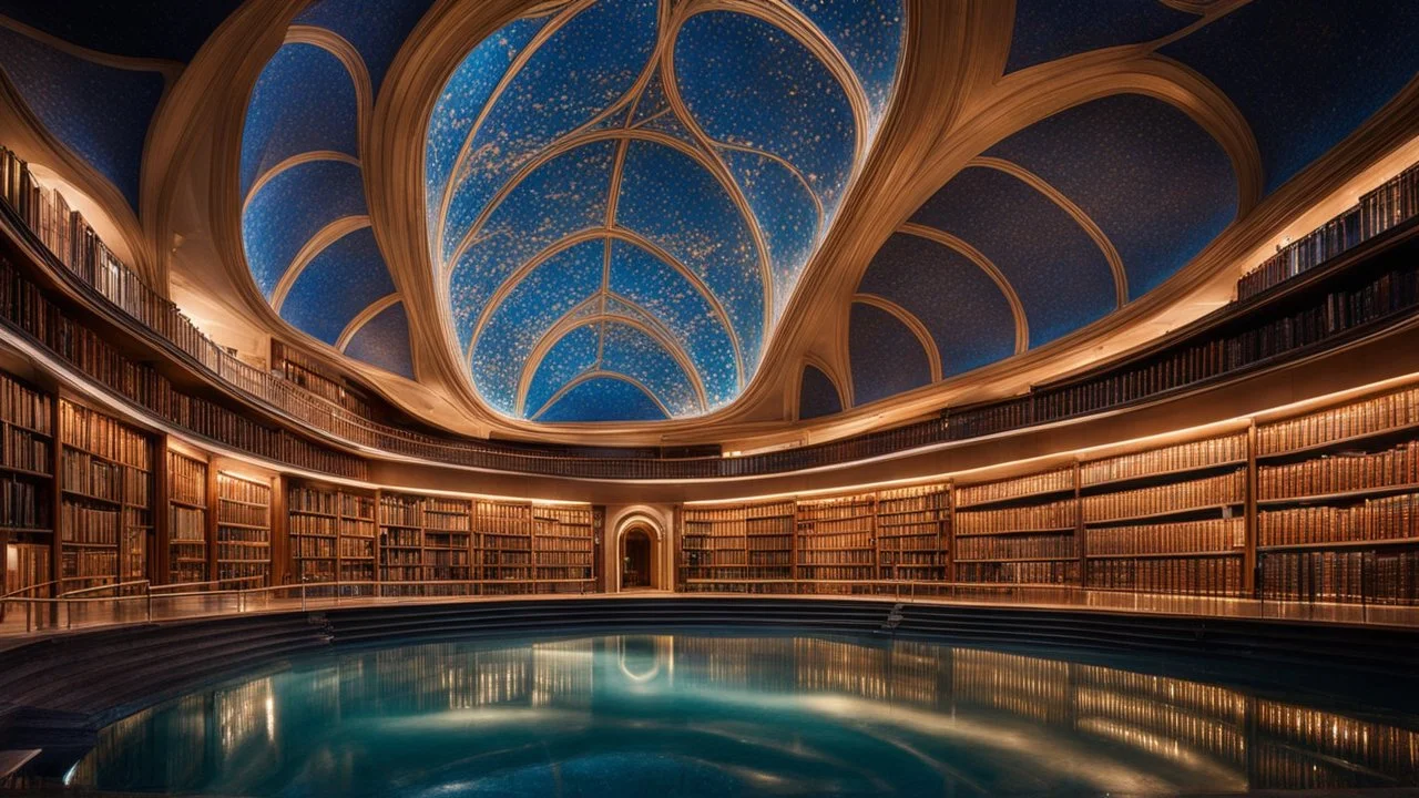 192, delightful, sensitive, confident, undulating sinusoidal library with pointed hyperbolic roofs, delicate, night, darkness, water features, exquisite architecture, innovative design, award-winning photograph, beautiful composition, filled with beautiful detail, delicate colour, chiaroscuro