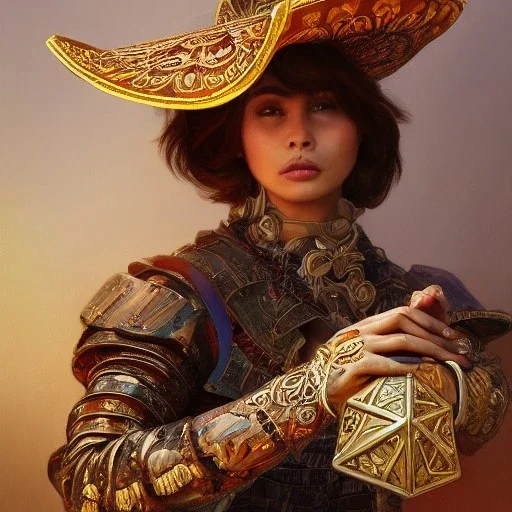 portrait,"Insanely detailed photograph of a mariachi warrior", intricate charo,large Sombrero,elegant, detailed D20 flair, digital painting, artstation, concept art, smooth, sharp focus, illustration, art by artgerm and greg rutkowski and alphonse mucha, 8 k