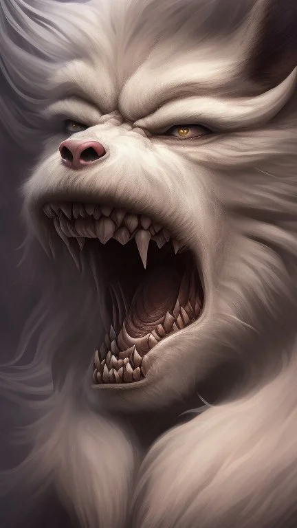 The creature was a large beast who was the size of a horse. Its body was covered with thick shaggy white fur. Its powerful ape-like arms were clawed, and the face resembled a wolf's, but it had no eyes—only a long row of furiously breathing nostrils. When summoned to Icewind Dale, it wore a necklace of twenty hands, removed from victims as a part of the summoning ritual.