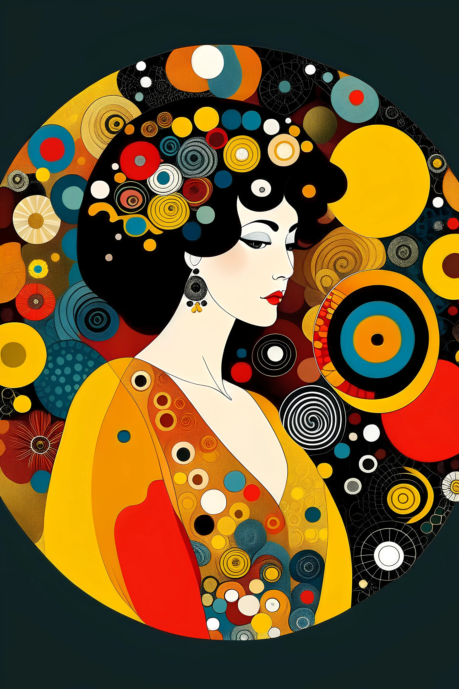 diseño gráfico para una tienda online de moda circular para mujer, que vende ropa, accesorios y objetos nuevos y usados, vintage, con colores intensos y atractivos, inspirado en Gustav Klimt