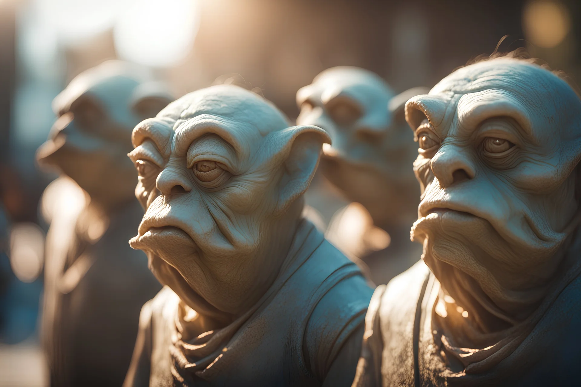 ugly Vogons in sunshine, ethereal, cinematic postprocessing, bokeh, dof