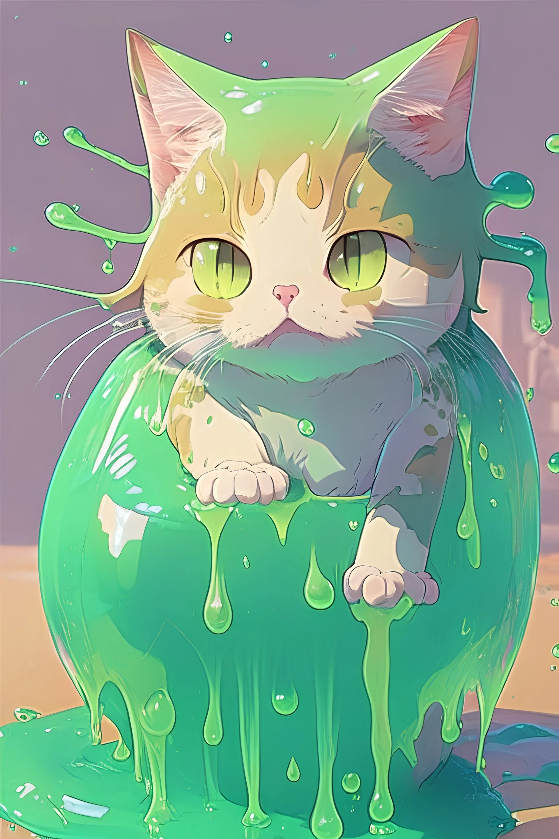 Cat in anime slime