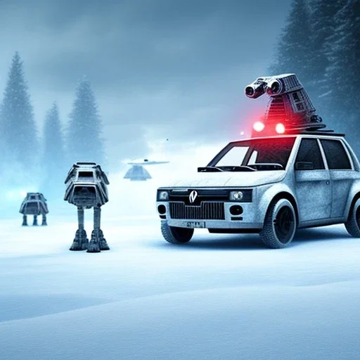 Renault Zoë, At-at, star wars, vehicule, snow, legs, blue