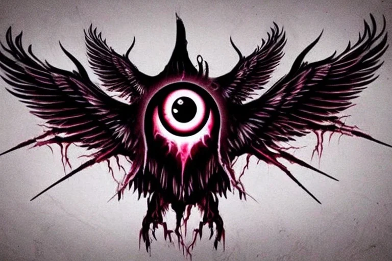 wings, freaky crazy evil eye with wings, laughing, flying, satan wings, dark, terror, horror