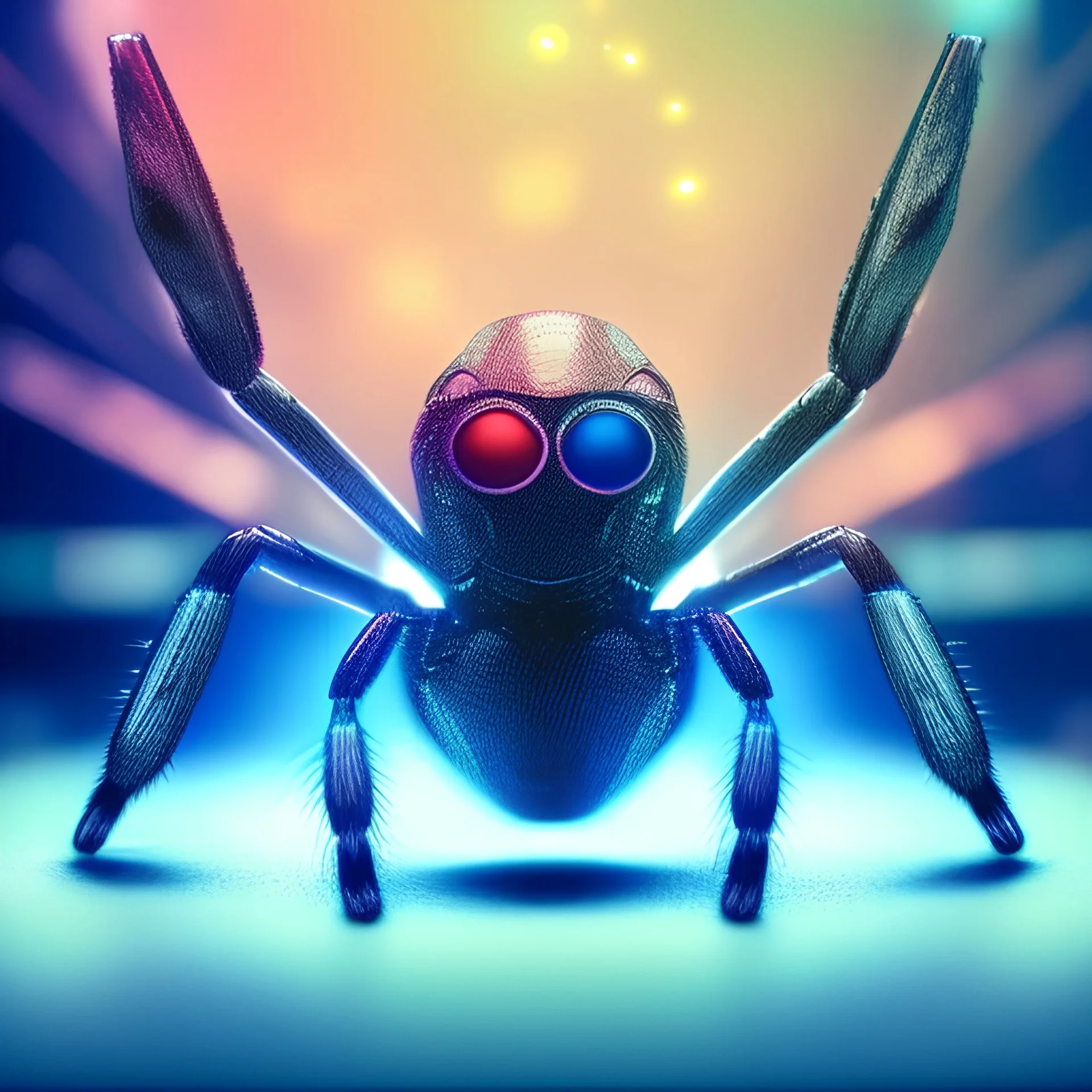 cyberpunk spider, ultra realistic, intricate details, ultra highly detailed, shiny, smooth, studio quality, octane render, Surrealism, Triadic colour scheme,glow-stick, ambient lighting,nightclub lighting, polaroid, 100mm, --ar 1:1 --v4