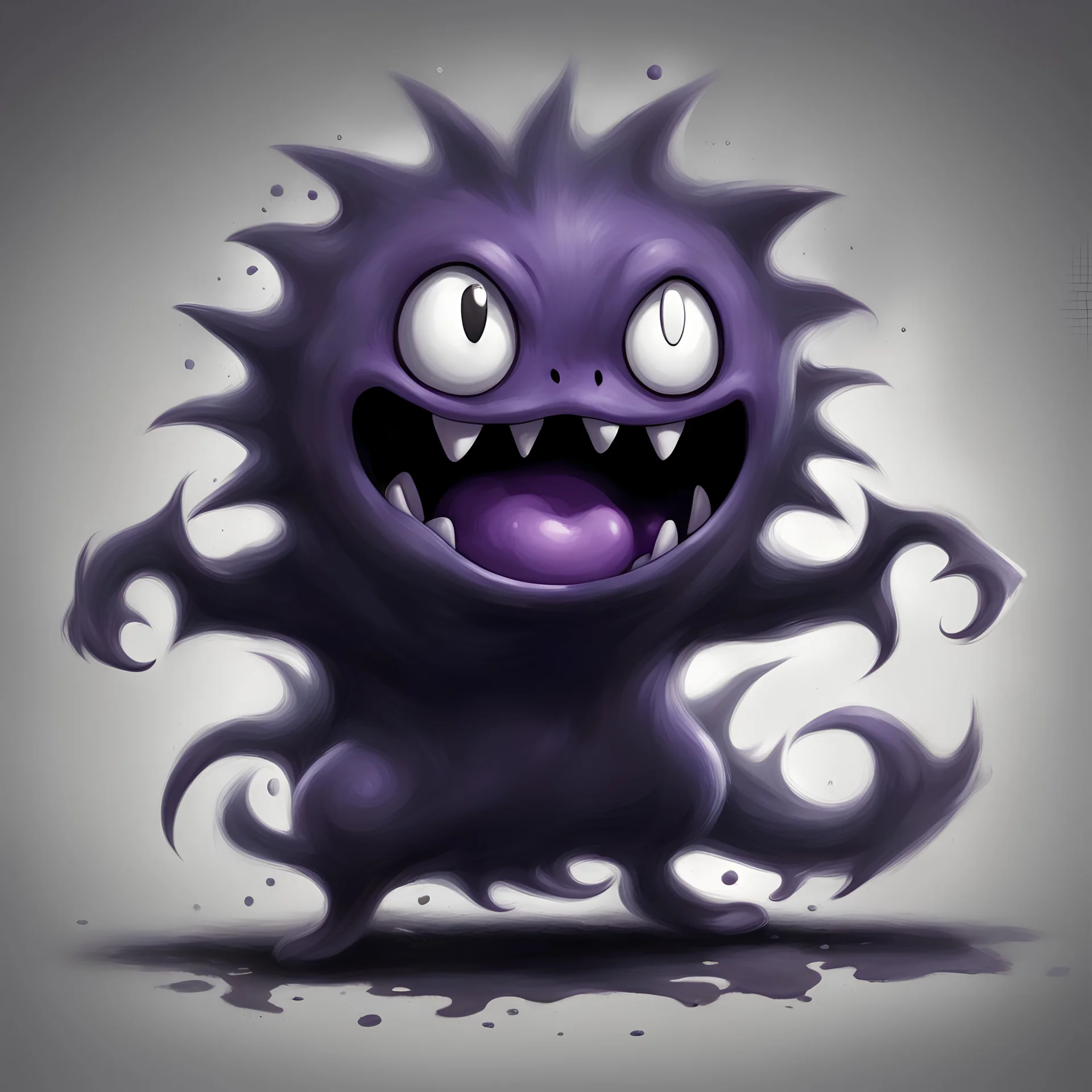 gastly Pokemon. No detailed background.Magical. Epic. Dramatic, highly detailed, digital painting, masterpiece Negative: worst quality, blurry, bad quality, grayscale,malformed face, deformed, deformed face, deformations