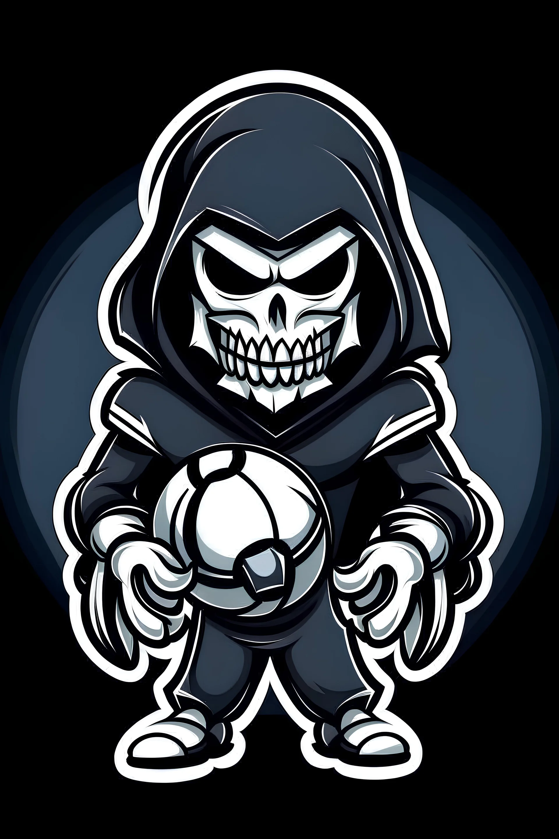 generate football player logo with reaper theme in cartoon style