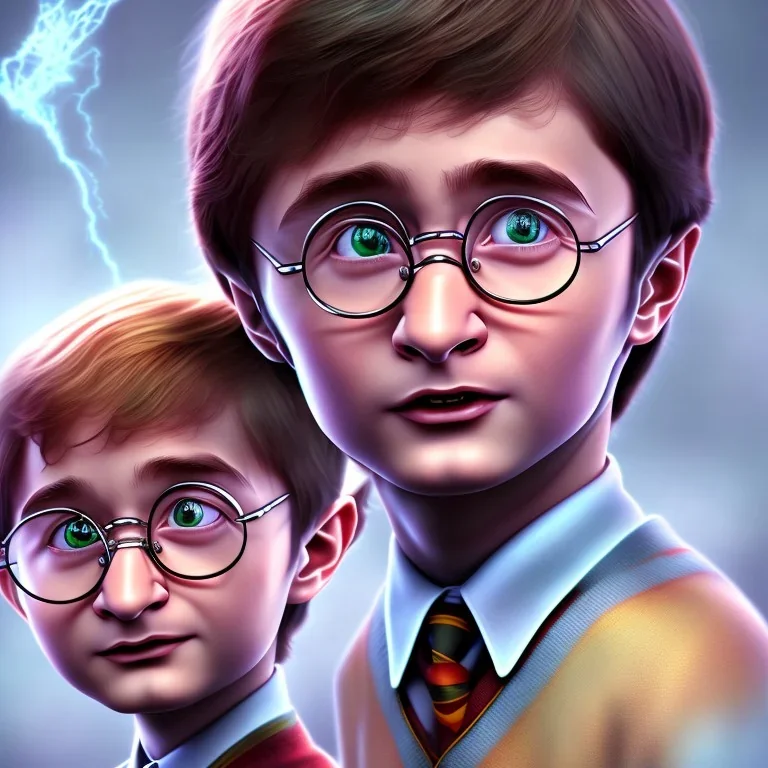 3d Harry potter child portrait with pixar style