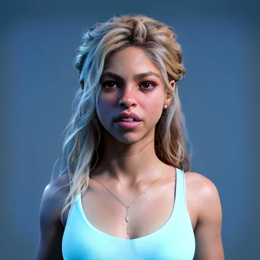 Shakira, artist, Realistic image, waist up portrait. perfect eyes, glow, circle iris. concept art, smooth, unreal engine 5, god lights, ray tracing, RTX, lumen lighting, ultra detail, volumetric lighting, 3d, finely drawn, high definition, 4k.