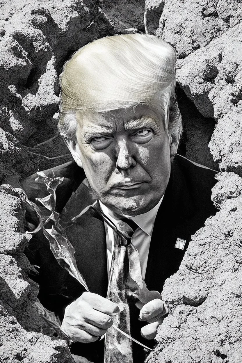 trump justinsun ethereum battle in the trenches seeing the future in the style of surrealism black and white