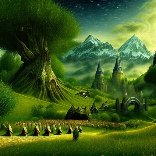 Epic Drawing of scenery of The LOTR estilo Van Gogh 4k