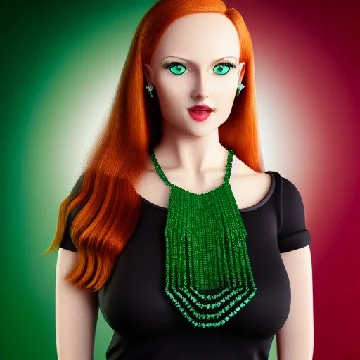 fullbody portrait of beautiful young busty atletic amazon Redhead woman with big green eyes with big emeralds necklace by Anthony Devas 8k