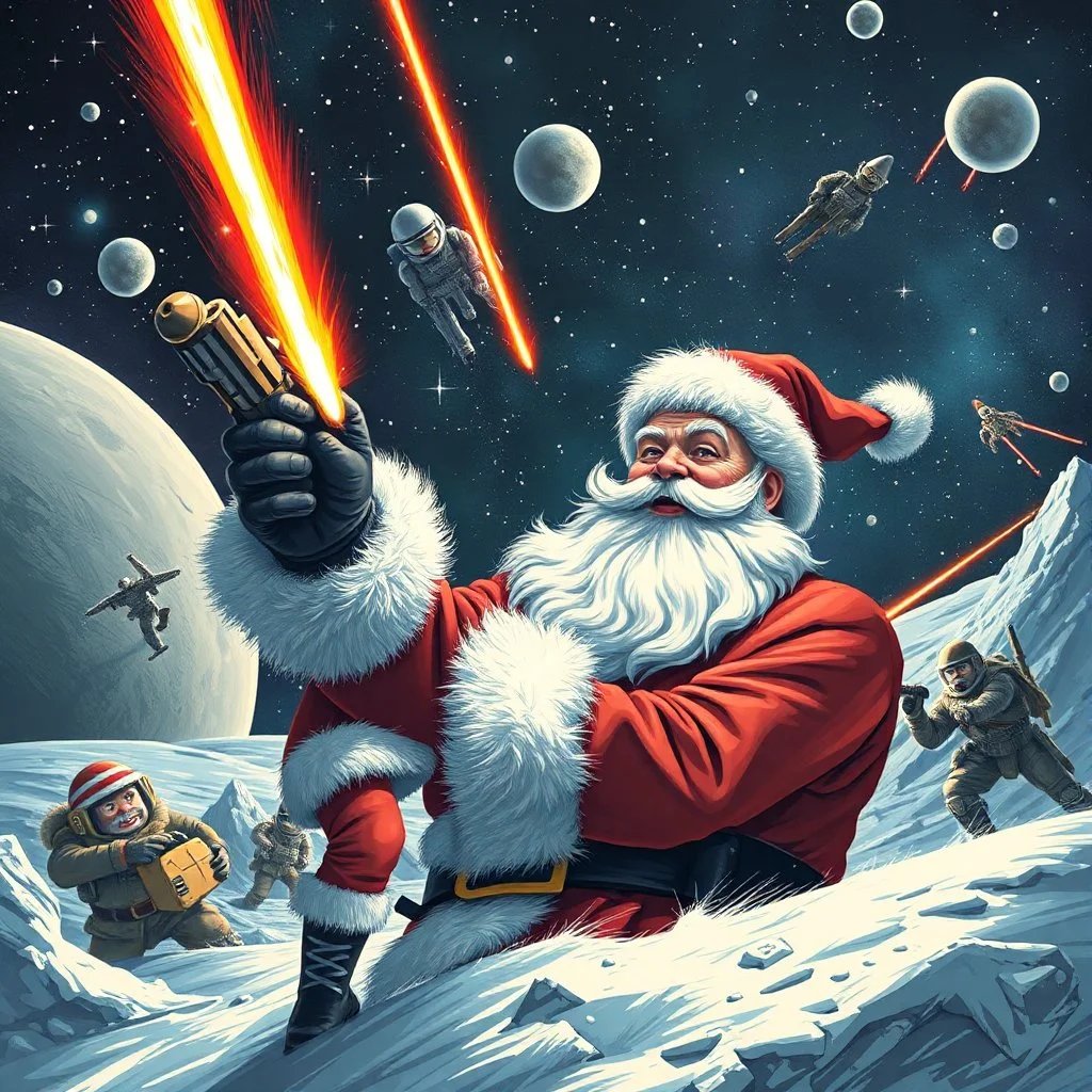 Santa Claus gets caught in an interstellar war.