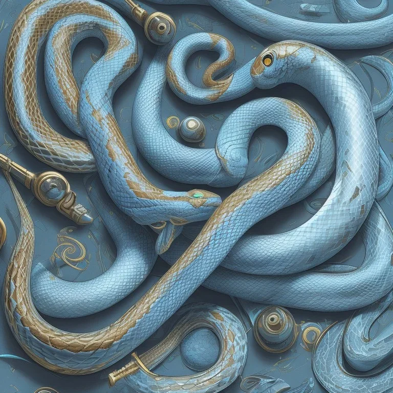 blue and black snake, 4k, no gold, very dark, one piece