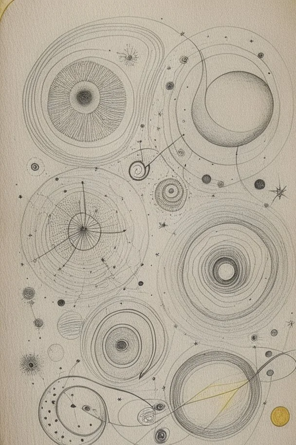 Detailed Kandinsky circles with Sketchy pencil outlines