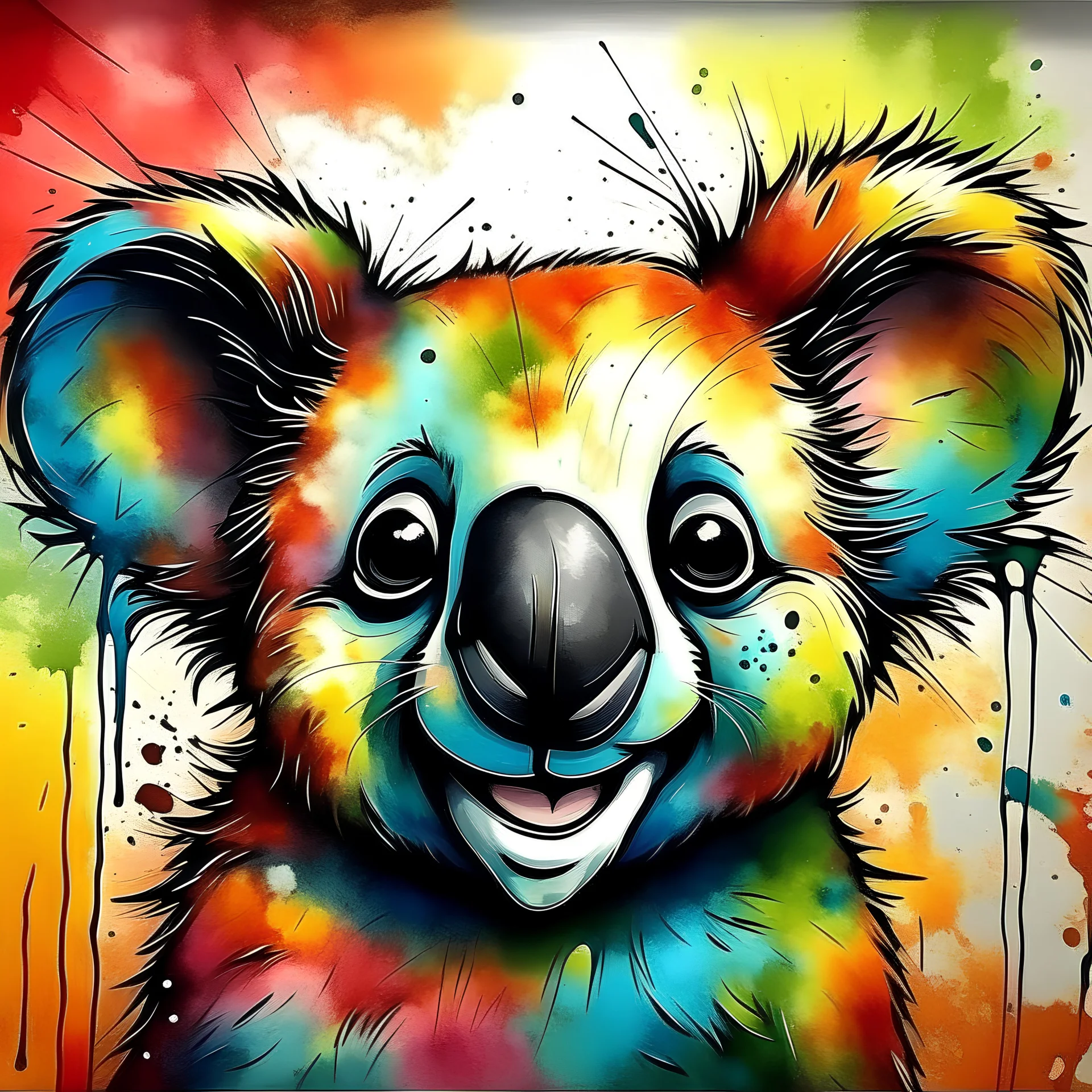 smiling koala artwork, color(#1EBED1) image