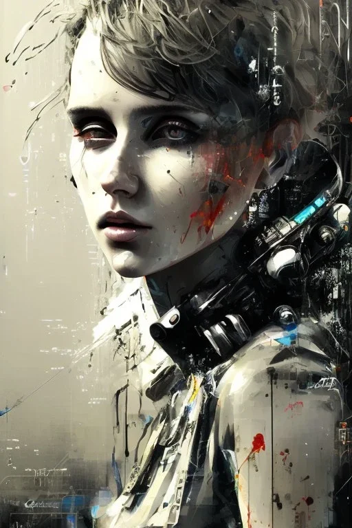 Danish singer MØ face,Abstract Yoji Shinkawa,cyberpunk,