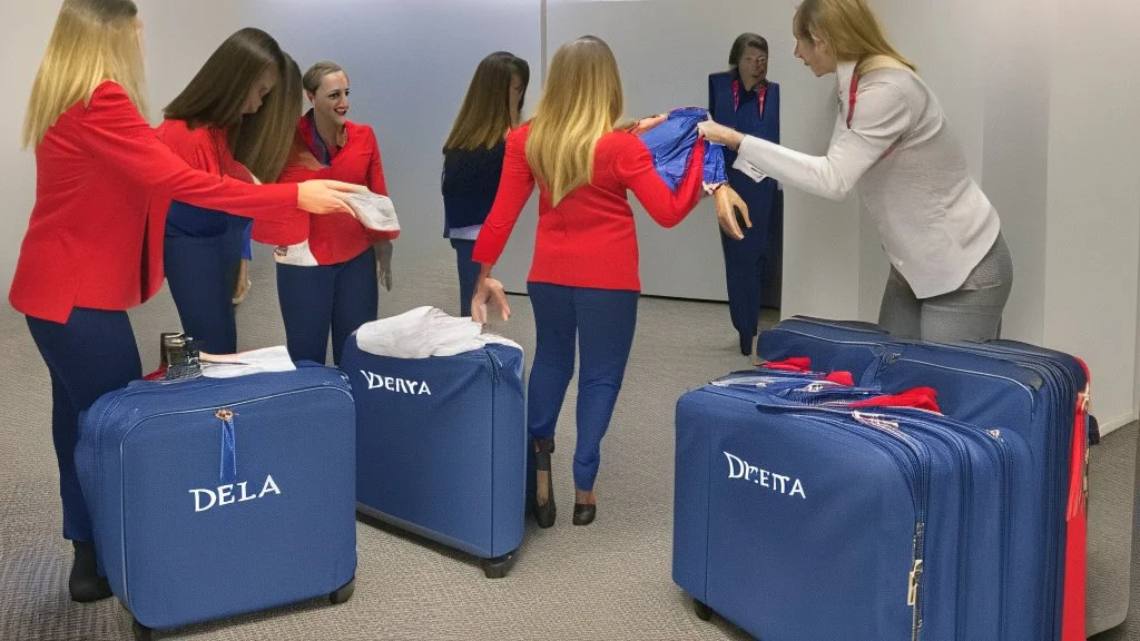 delta opening everyone's luggage trying on the clothes