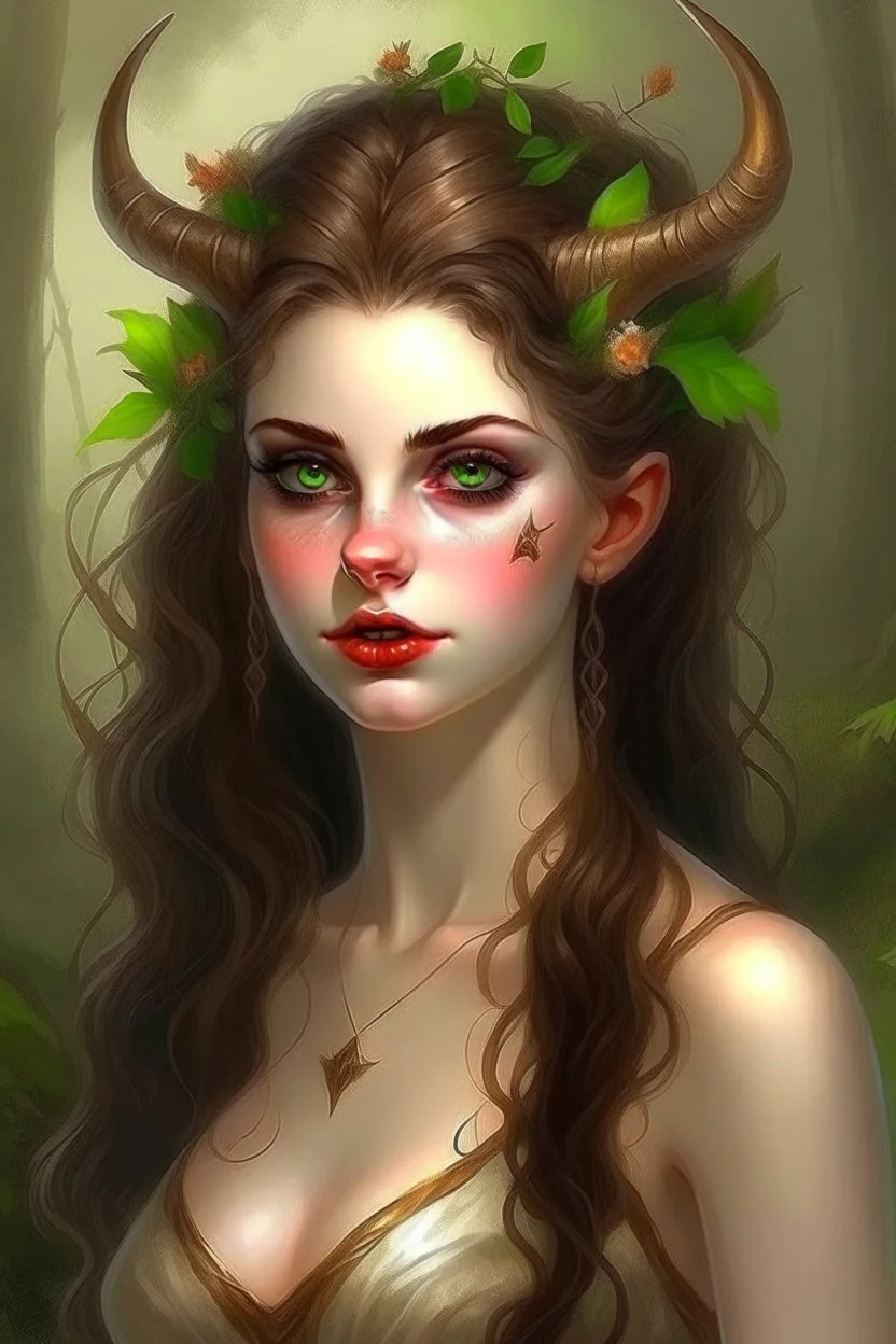 pretty girl, aged 19, brunette, faun, satyr, fantasy, attractive,