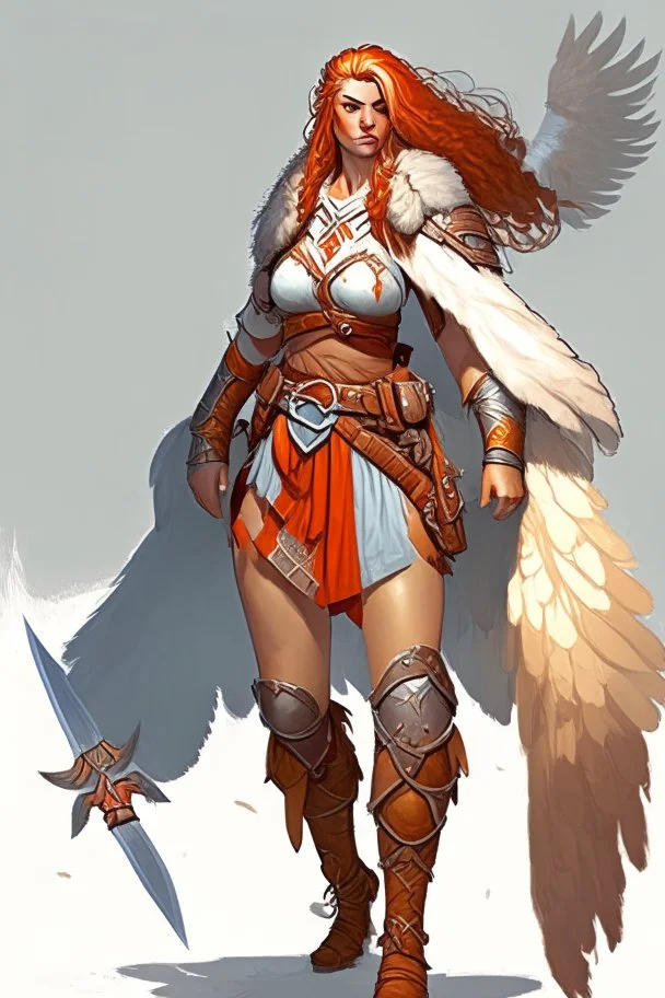 female aasimar barbarian with traveler cloths dnd character