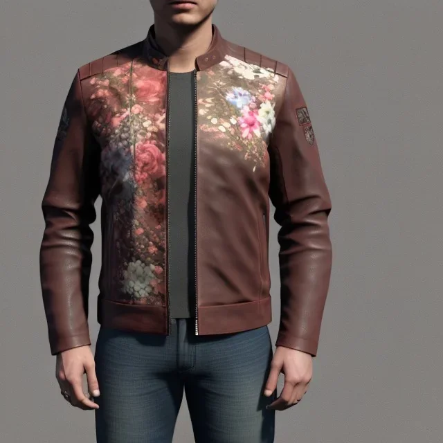 Leather jacket design, floral