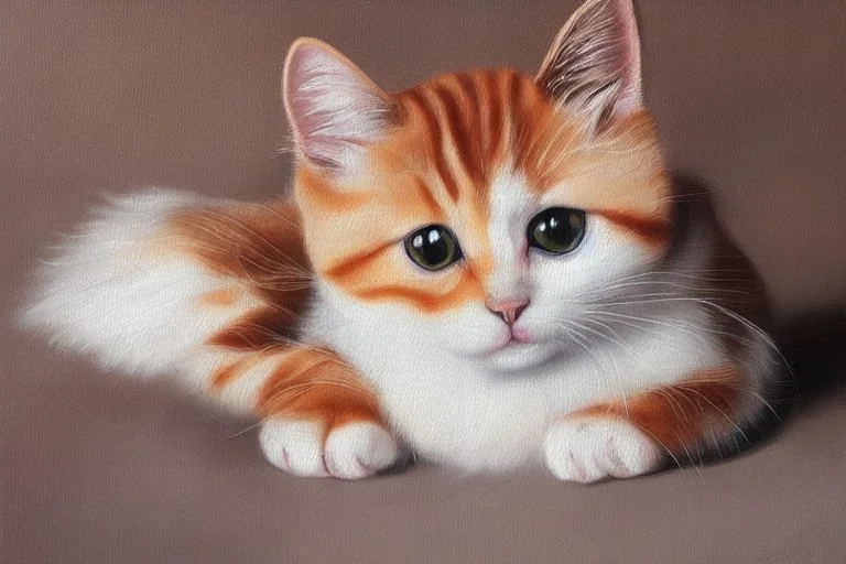 oil painting of a cute cat, hyperrealistic