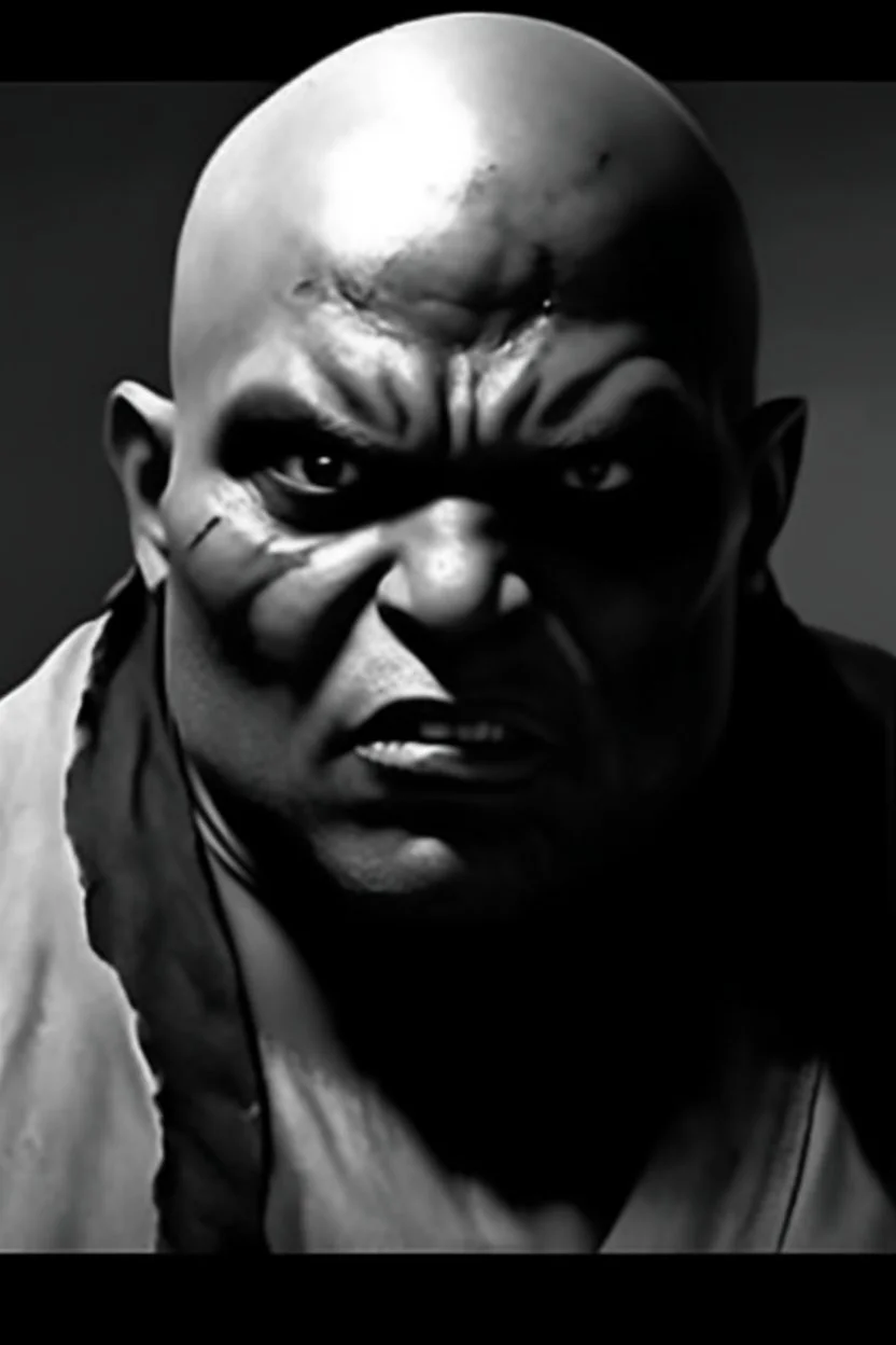 A native Indian chef, they but a fabric on his eye so he can not see and his arms are Handcuffed. looks miserable with bruises on his face like he has been beating sitting on a broken chair in a prison with dem light and dark prison environments , Busch painting style , sureal