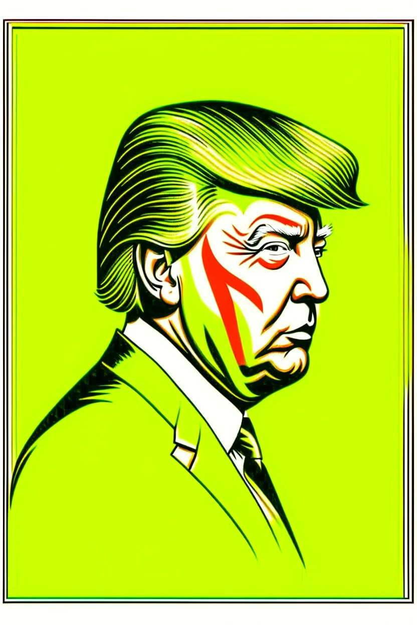 president donald trump in style of shepard fairy obama poster style gold colour stencil with american flag