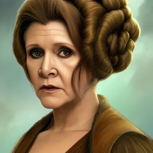 [[extrem stunning photorealistic Carrie Fisher as Princess Leia]] :: [[photorealistic brown eyes, short hair, head and shoulders portrait, 8k resolution photorealistic portrait by Greg Rutkowski, Artgerm, WLOP, Alphonse Mucha, dynamic lighting, hyperdetailed, intricately detailed, triadic colors]]