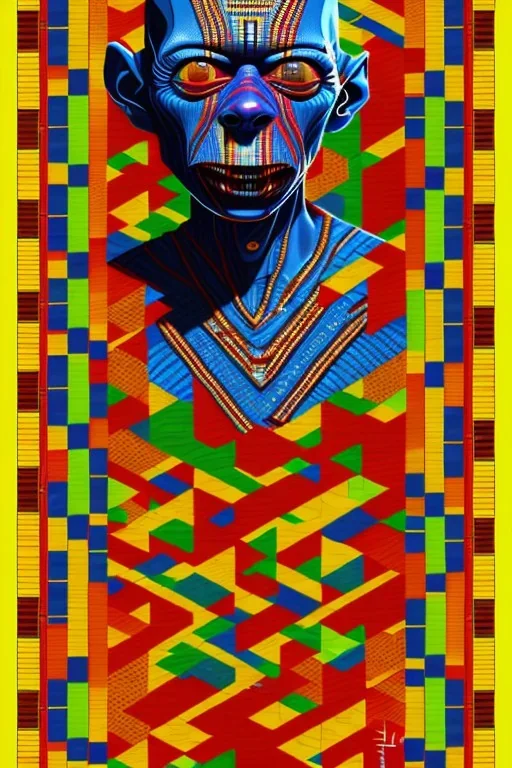 smeagol in Kente, cinematic, ghana colours, african pattern, engraved, high detail