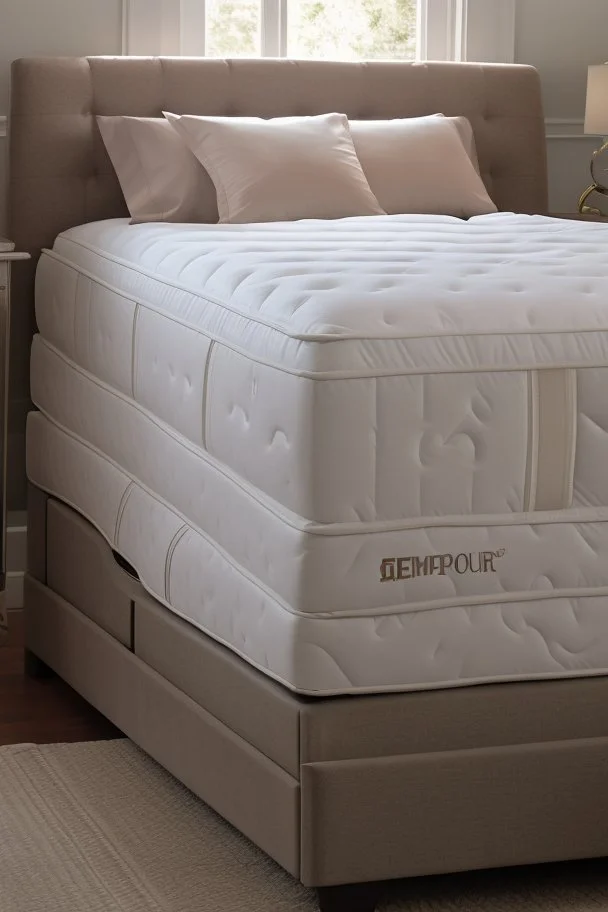 greek statue sleeping on a Tempur-Pedic bed with luxurious bedding