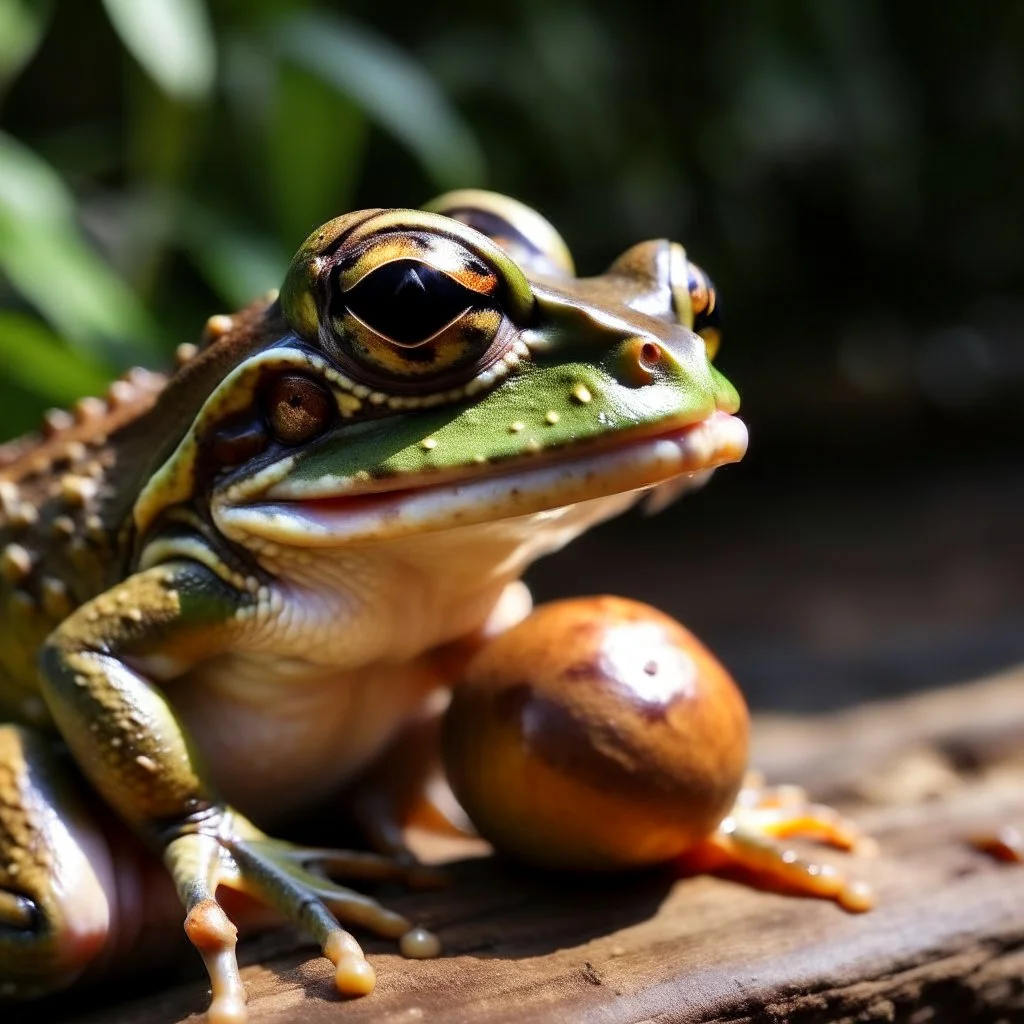 frog eating a nutmeg